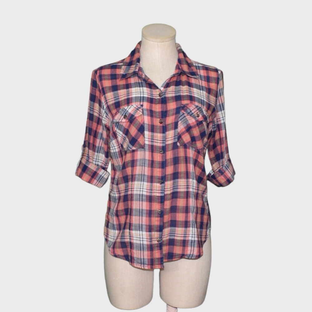 Forever 21 100% Cotton Plaid Button Up Shirt